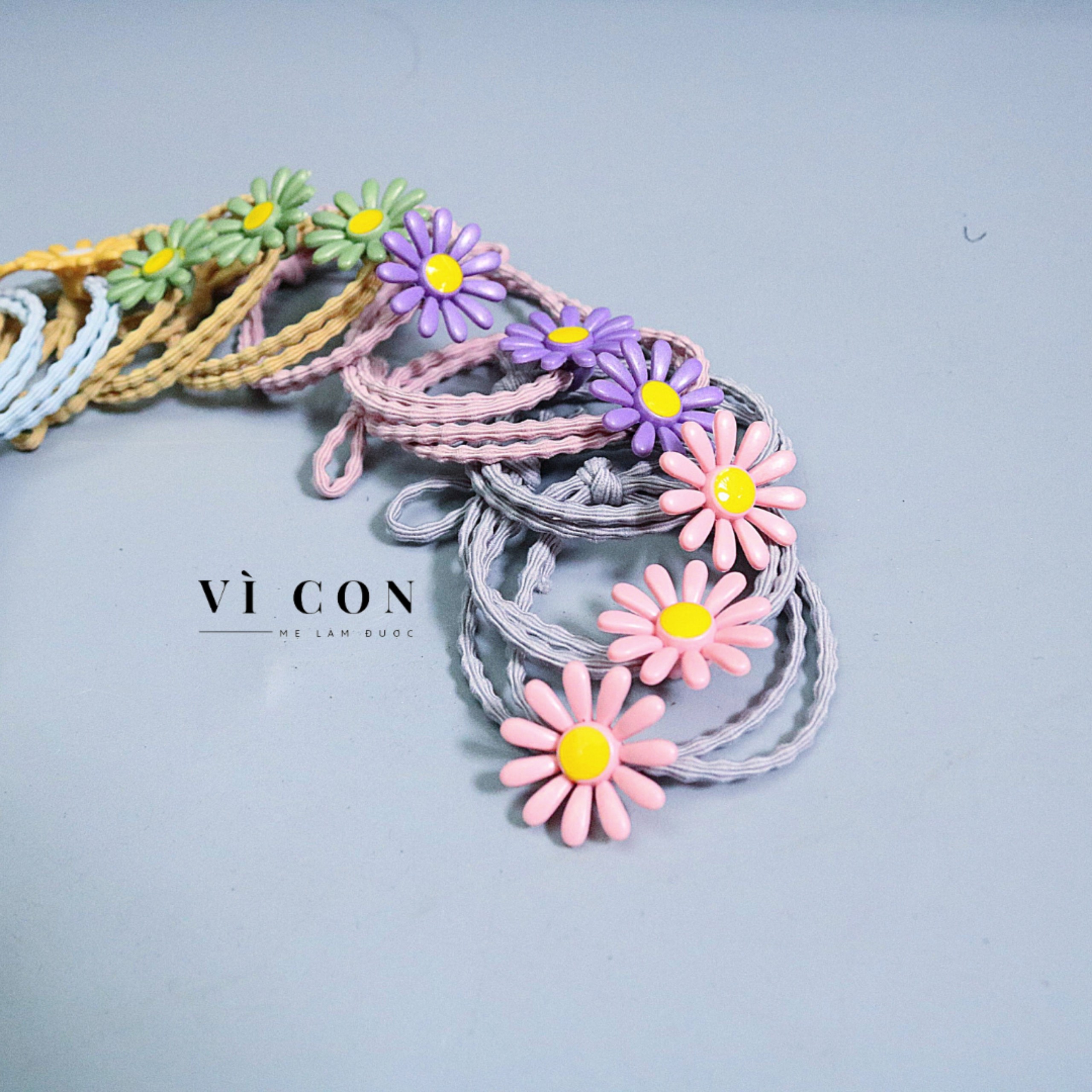 Thun Cột Tóc Hoa Cúc Handmade [COMBO 5 DÂY], Dây Cột Tóc Nữ Hàn Quốc