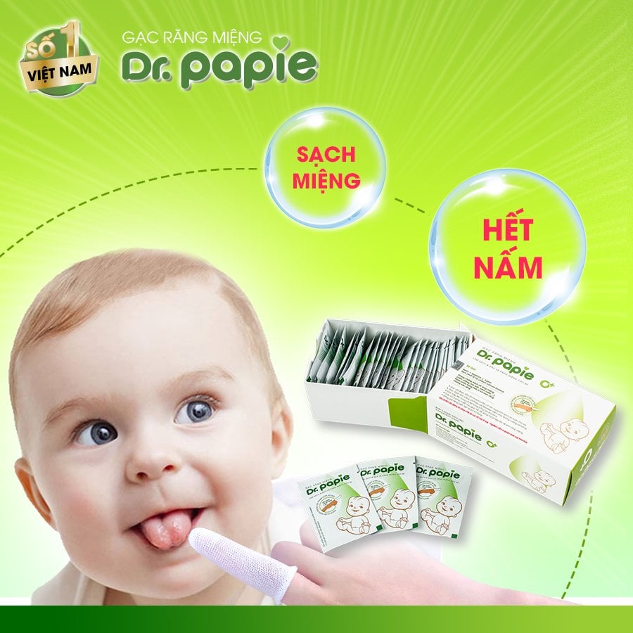 Gạc rơ lưỡi Dr Papie vệ sinh răng miệng cho bé (hộp 30 gói)