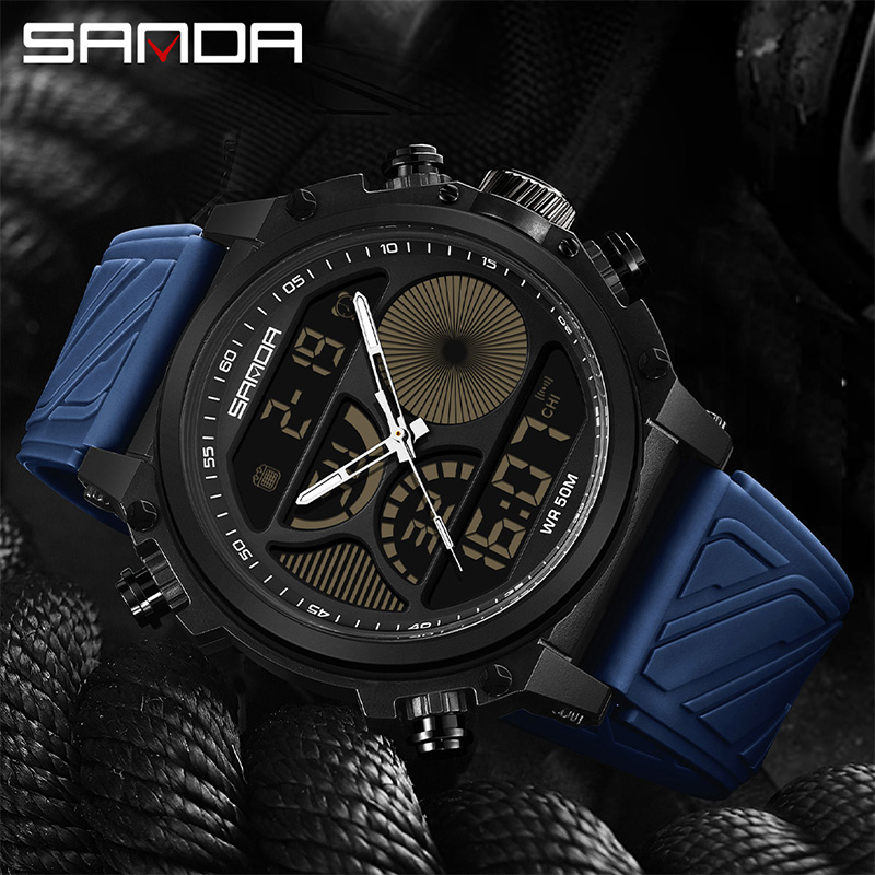 SANDA Multi Display Multi Function Watch Dial Visualization Design Trendy Waterproof Men's Watch SD6236. 