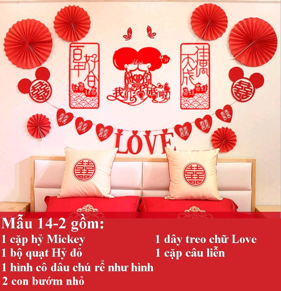 {Sẵn hàng y hình} Set trang trí phòng cưới, tiệc cưới trang trí tân hôn
