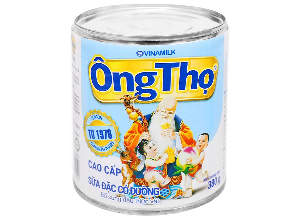 Sữa đặc có đường Ông Thọ lon thiếc (chữ xanh, nền trắng) 380g