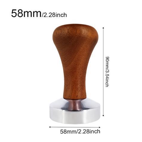51mm/53mm/58mm Espresso Coffee Tamper Aluminum Coffee Distributor Leveler Tool Bean Press Hammer with Wooden Handle