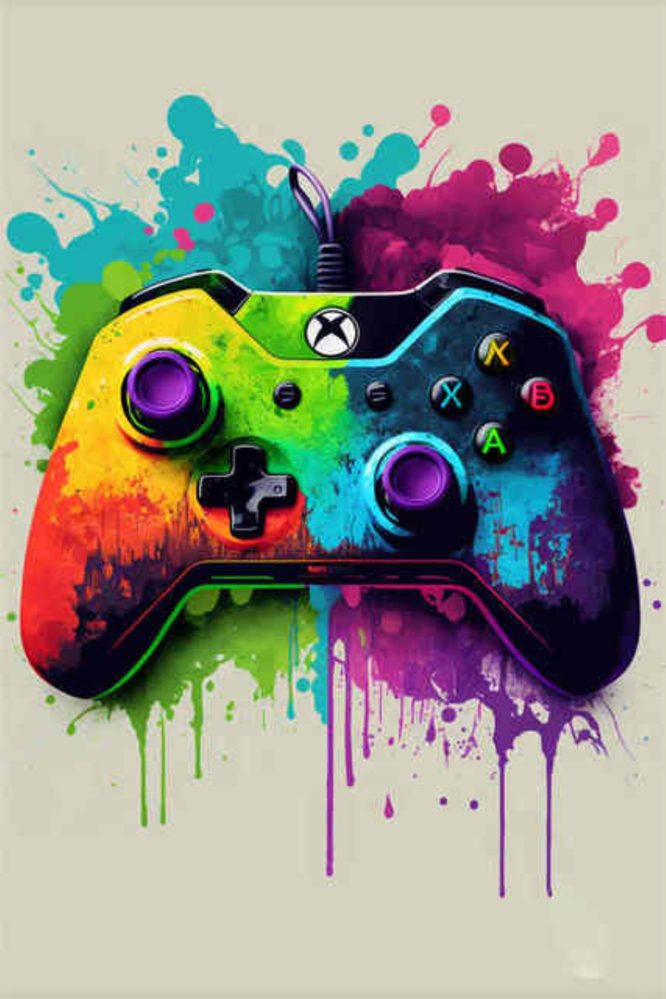 DIY 5D Diamond Painting Colorful Punk Neon Gamer Controller Mosaic