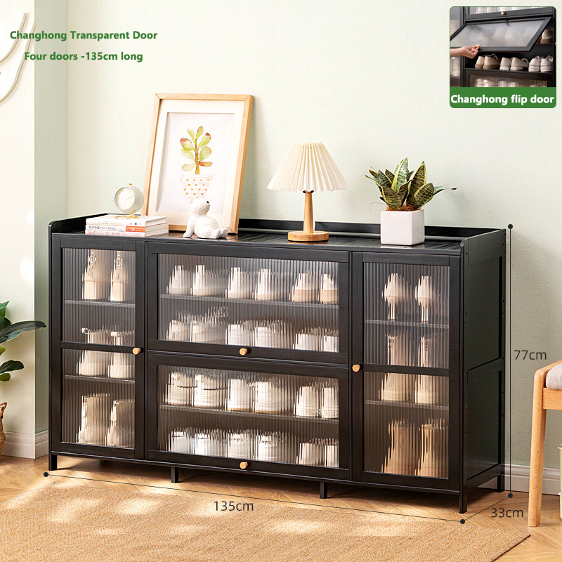 YONUO At the entrance of the shoe cabinet, a large capacity household shoe rack is used for storage, saving space. Indoor rental housing made of solid wood is simple and easy to use