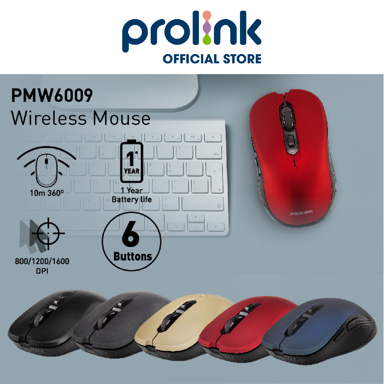 Chuột Không Dây PROLiNK PMW6009 Wireless - Kết Nối Đầu Thu 2.4 GHz