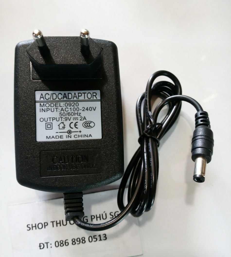 Adapter DC 9V - 2A (Đầu lớn - Chân cắm 5.5mm X 2.1 -- 2.5mm)