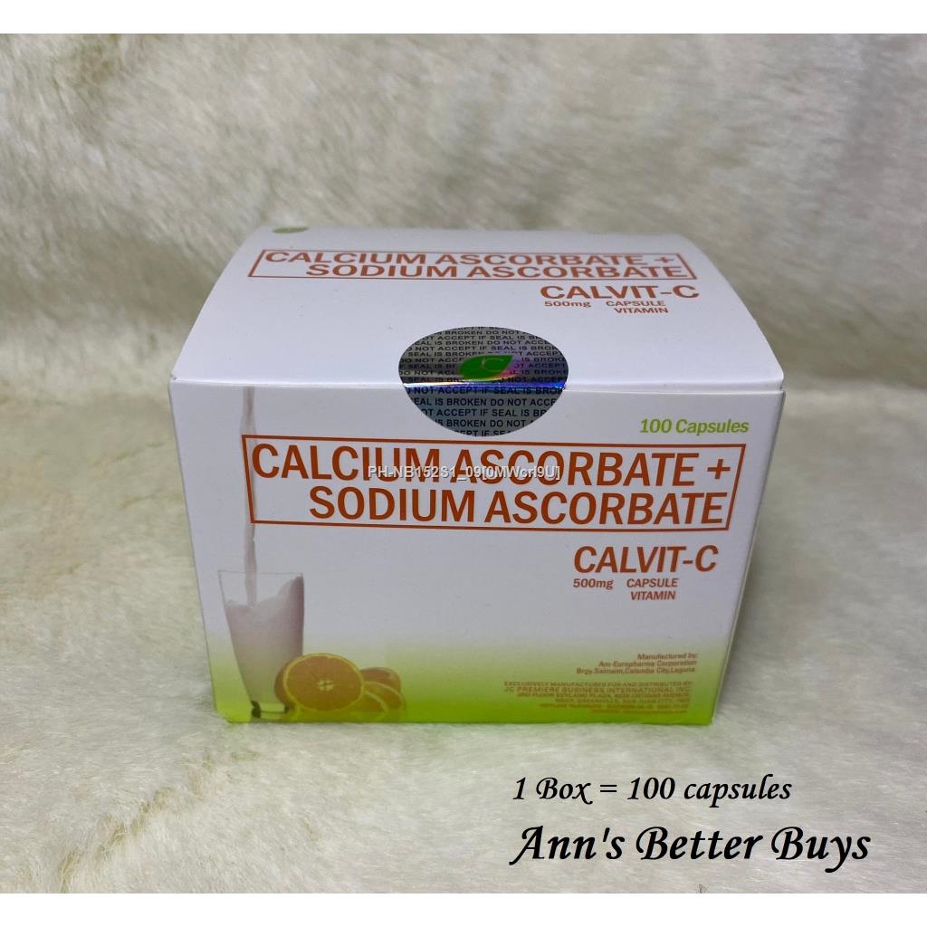 Calvit C Calcium Ascorbate Sodium Vitamins 500mg (100 Capsules/Box