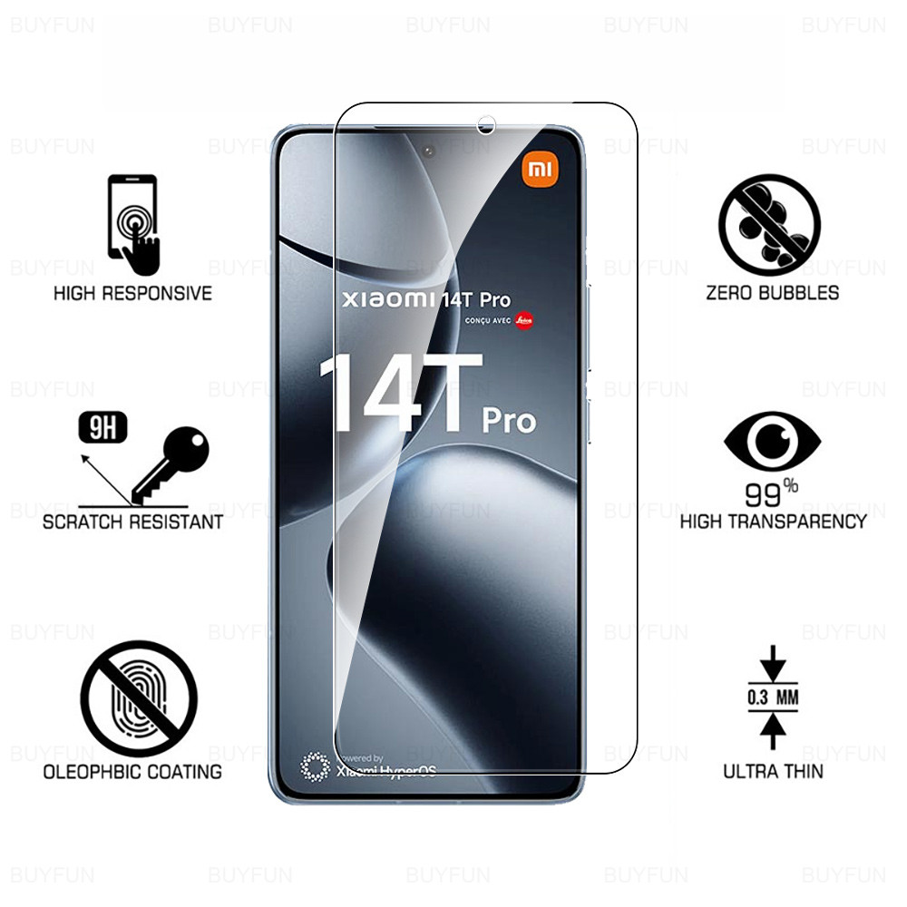 For Xiaomi 14T Pro 3PCS HD Anti-Scratch Tempered Glass Protector for xiaomi 14t pro MI 14T PRO 6.67 inches No Black Edge Screen Protector Full Coverage. 