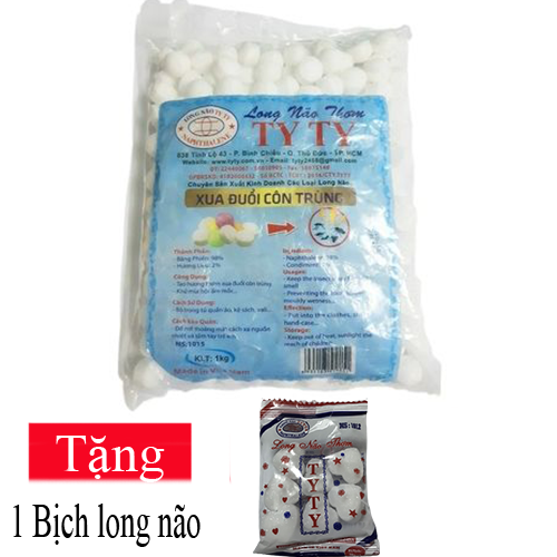Long não thơm Ty Ty bịch 1kg viên nhỏ Tặng 1 bịch long não 20g xua đuổi chuột, côn trùng, kiến, gián - băng phiến bịch 1 kg