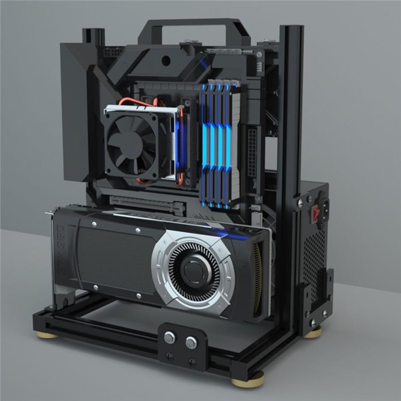 Gamers Cabinet MOD ITX PC Case + Screen Open Frame Aluminum ATX Tower ...