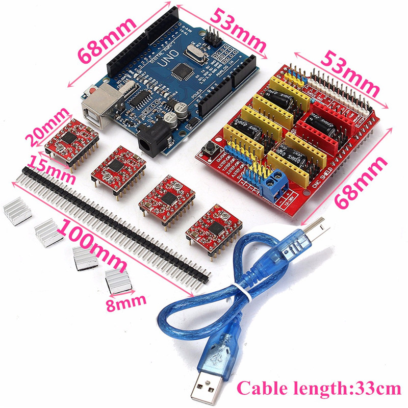 Uno R3 Driver CNC Shield + UNO R3 Board + 4 X A4988 Driver Kit For Arduino Engraver ...