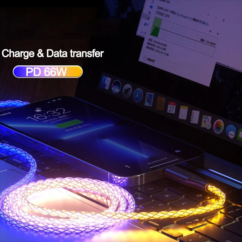 NEW%2066W%206A%20RGB%20Lights%20Fast%20Charging%20USB%20Type%20C%20Cable%20For%20Xiaomi%20POCO%20Samsung%20Huawei%20Phone%20Accessories%20For%20iPhone%20Car%20USB%20Charge%20Cord%20-%20Image%204