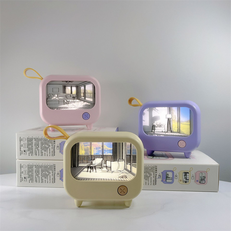 Night light creative TV shape bedroom bedside mini LED sleeping atmosphere light rechargeable light painting