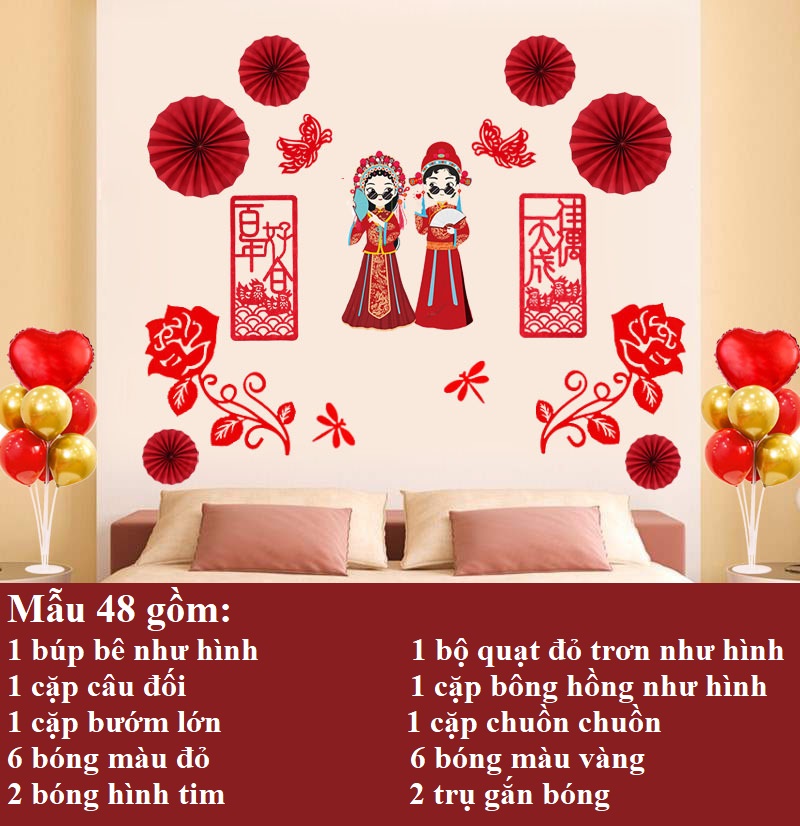 {Sẵn hàng y hình} Set trang trí phòng cưới, tiệc cưới trang trí tân hôn