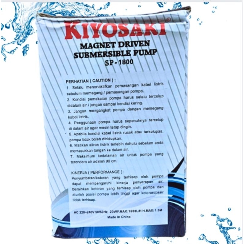 Pompa aquarium air mancur hidroponik KIYOSAKI SP 1800