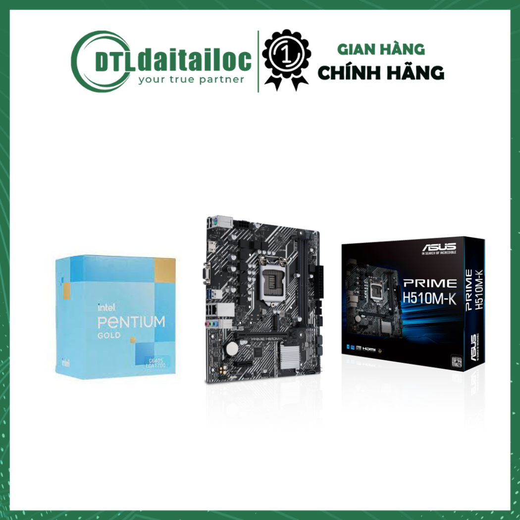 Combo main chip cpu pentium g6405 chính hãng + main asus h510m-k