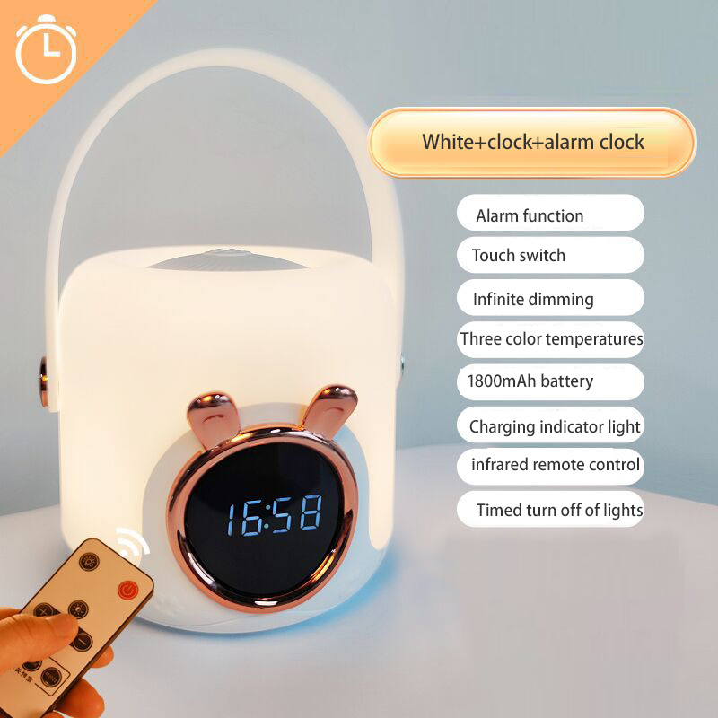 Night light ABS portable clock light home intelligent remote control USB charging digital display alarm clock eye protection atmosphere night light