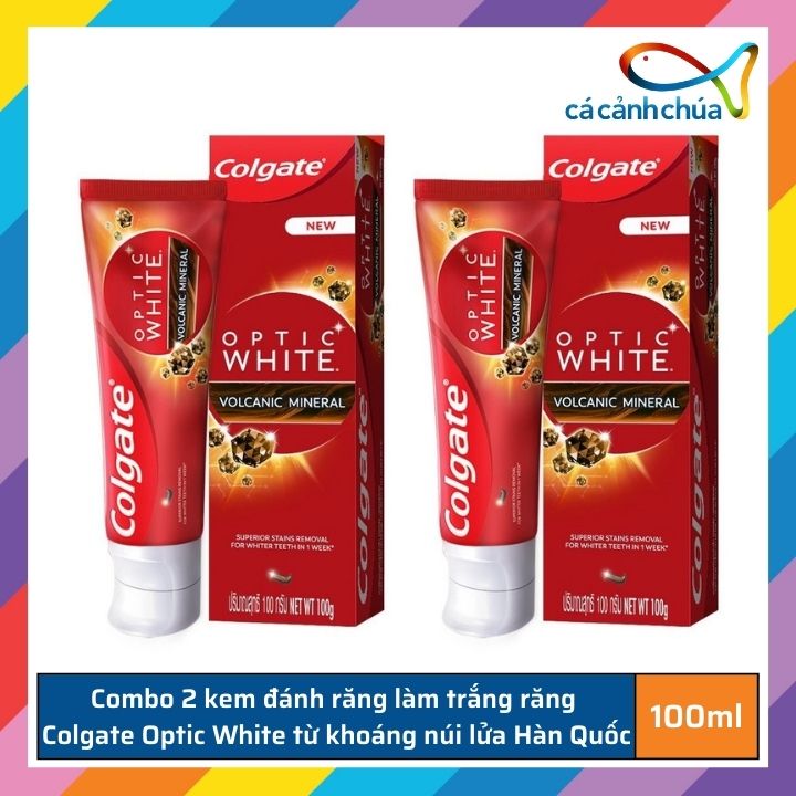 Combo 2 toothpaste whitening brightening Colgate Optic White from mineral volcano Korean 100g