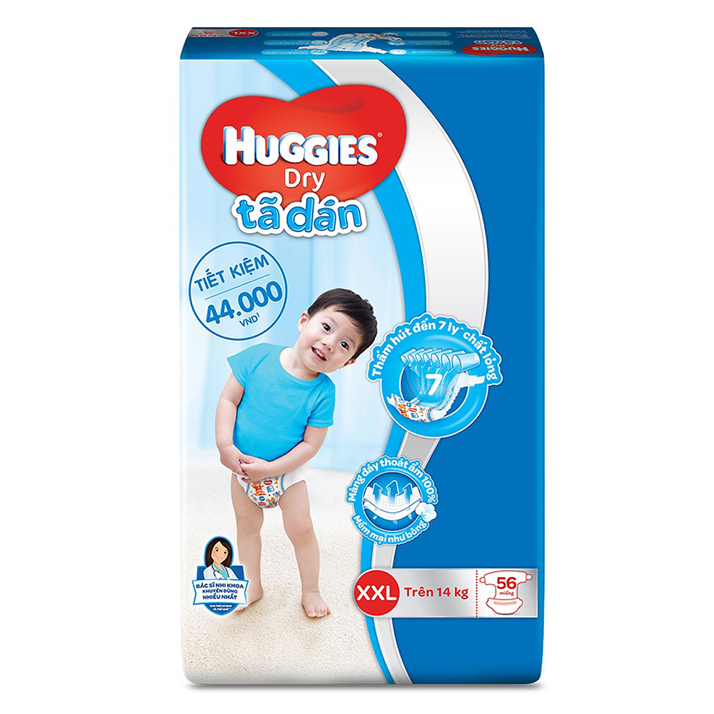 Tã Dán Huggies Dry Size XXL56 Miếng (TRÊN 15KG)