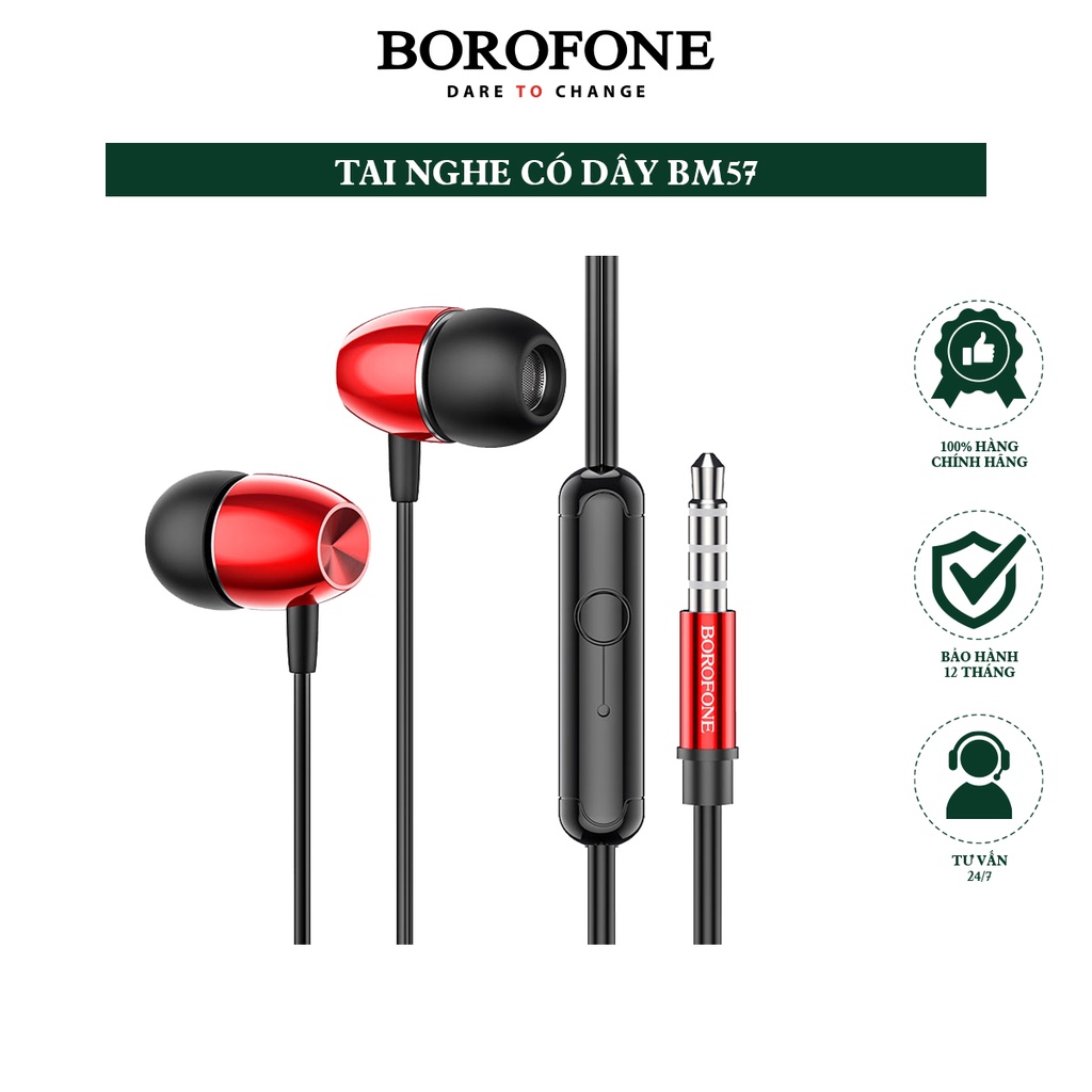 Tai nghe có dây BOROFONE BM57 Platinum tích hợp mic 1.2m - AK Mobile