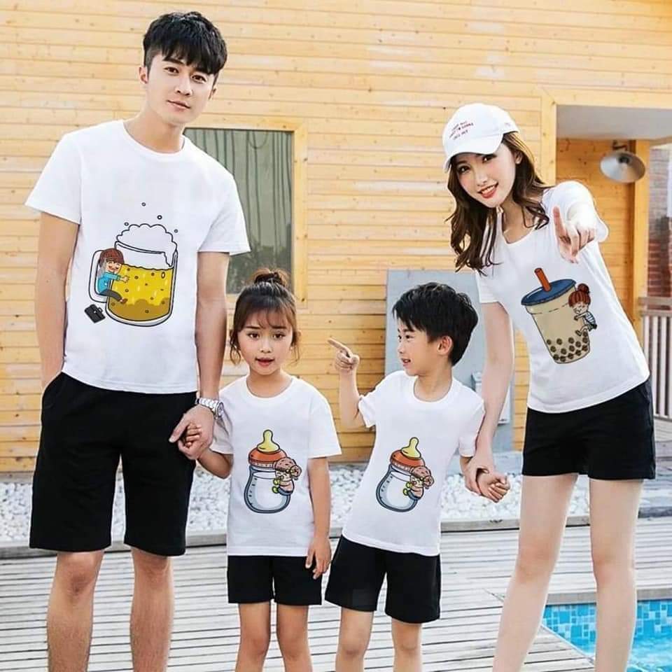 Bộ đi biển gia đình, bia trà sữa bình sữa,bộ đi biển nữ, bộ đi biển nam, bộ đi biển bé trai, bé gái, bộ đồ nhóm, bộ đồ gia đình đi biển áo+ quần