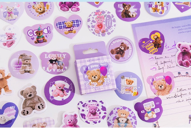 Hộp 45 stickers hình gấu nhiều mẫu