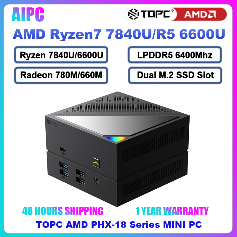 TOPC MINI PC AMD PHX-18 Series AMD Ryzen 7840U Ryzen5 6600U LPDDR5