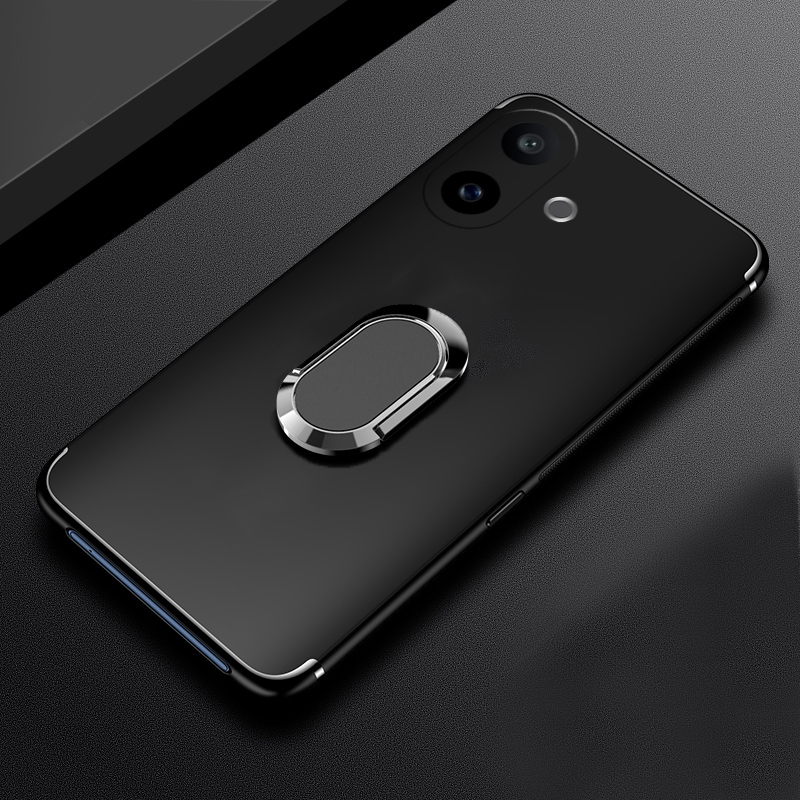 For VIVO V60 Lite Phone Case Soft Silicone Metal Ring Kickstand Bracket 360 Degree Rotation Car Holder for Vivo V60 Lite Cover Casing HP.