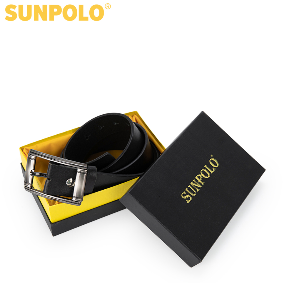 Thắt Lưng Nam Da Bò Khóa Kim SunPoLo BS01D (Đen)