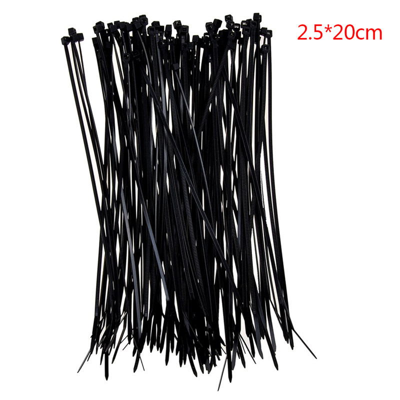 Maoyuanxing Chandrae 100pcs Fasten White Black Cable Wire Zip Ties Self Locking Nylon Cable Tie