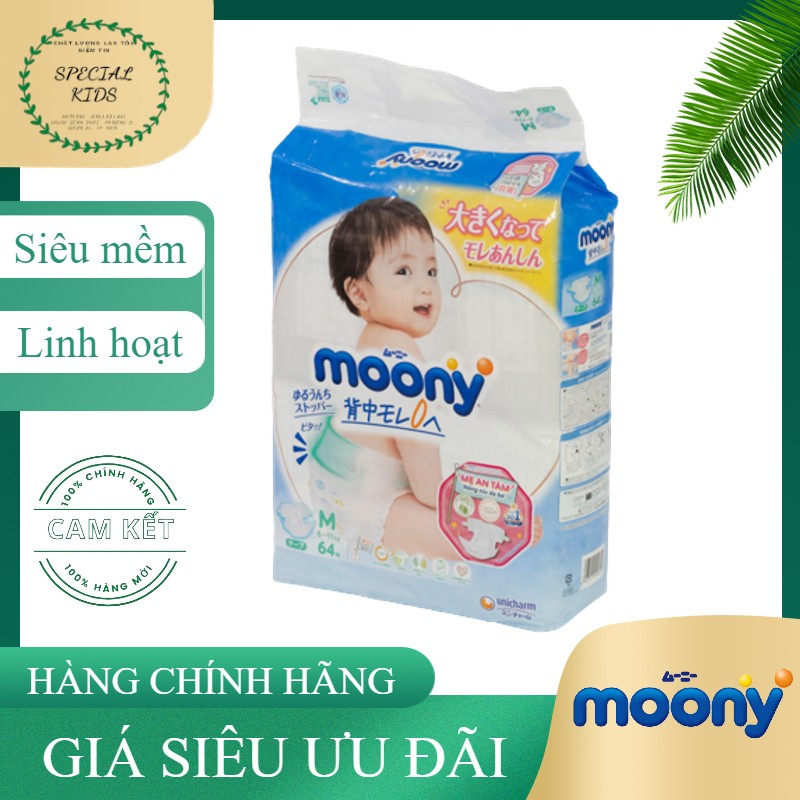 [Freeship 50K] Tã/Bỉm Dán Cộng Miếng MOONY Nhật đủ size NB96/S86/M68/L58.
