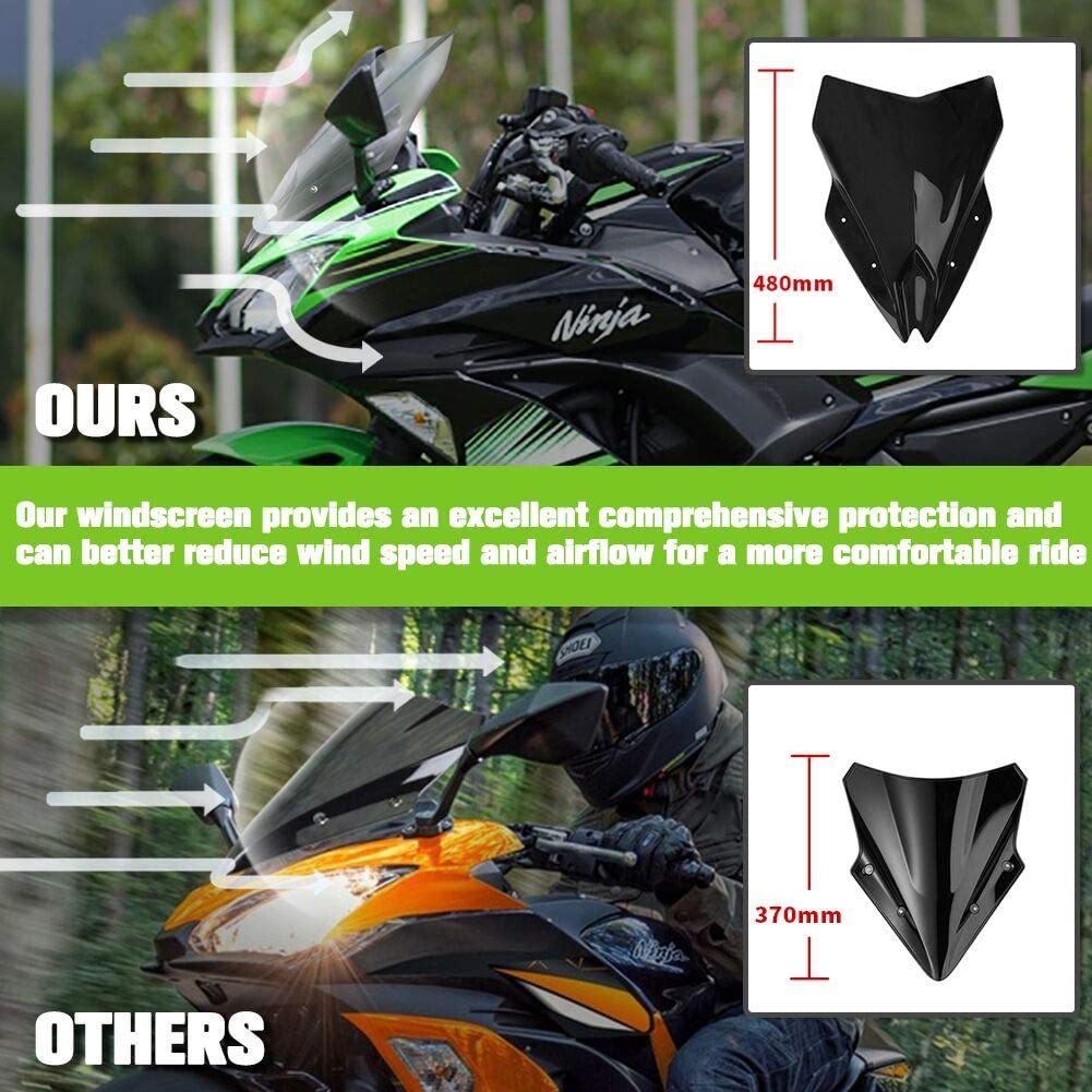 Motorcycle Double Bubble Windshield WindScreen Screen Flyscreen Deflector For Kawasaki Ninja 650 EX650 ER6F EX 650 ER-6F 2017 2018 2019