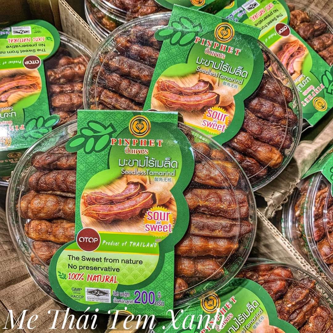 Me Tách Hạt Pinphet Seedless Tamarind 200g Tem Xanh Thái Lan- đồ ăn vặt