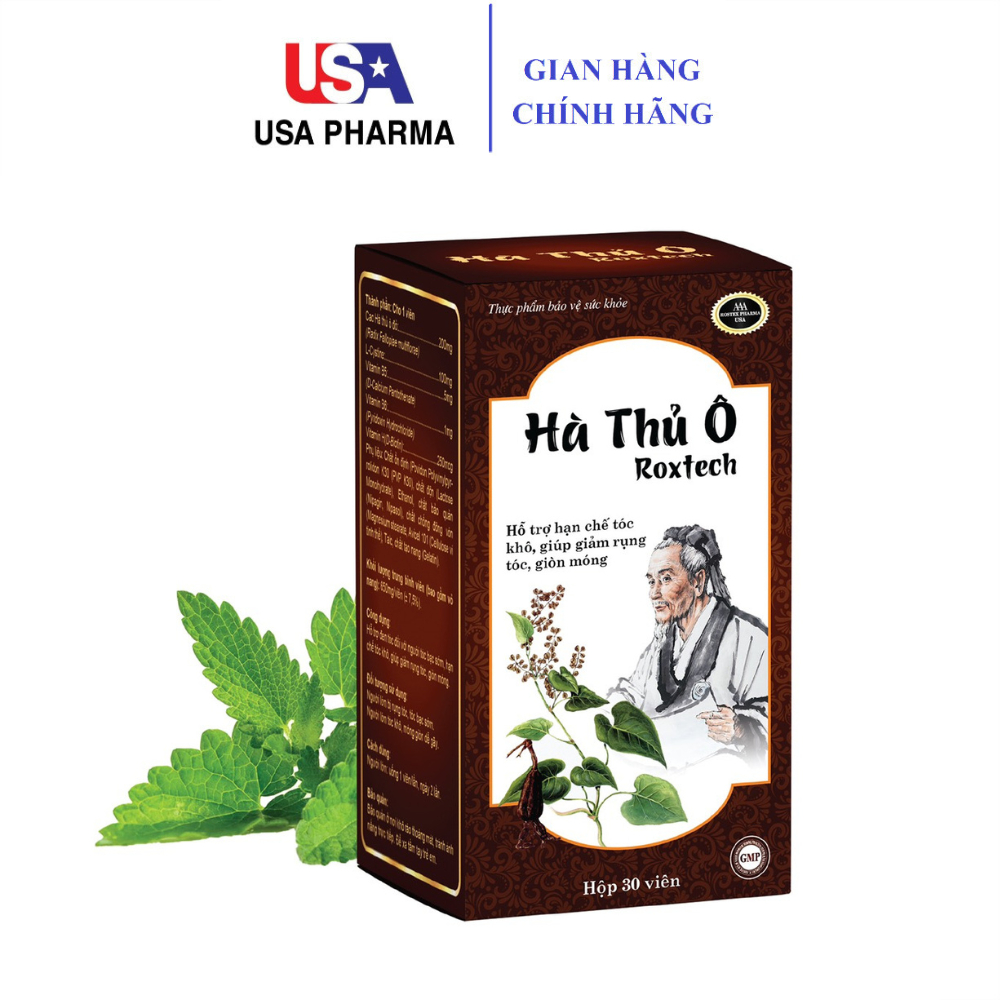 Viên uống Hà Thủ Ô Roxtech hỗ trợ giảm rụng tóc, đen tóc, giảm bạc tóc - Hộp 30 viên