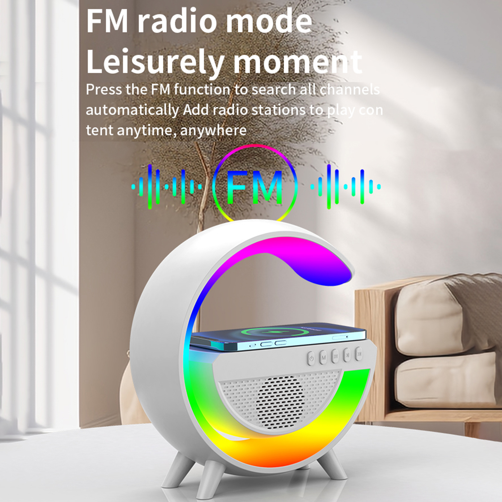 Bluetooth-compatible Speaker Lamp Wireless Charging Speaker Light Multi-functional Wireless Charger Speaker with Led Lights and Bluetooth Sync