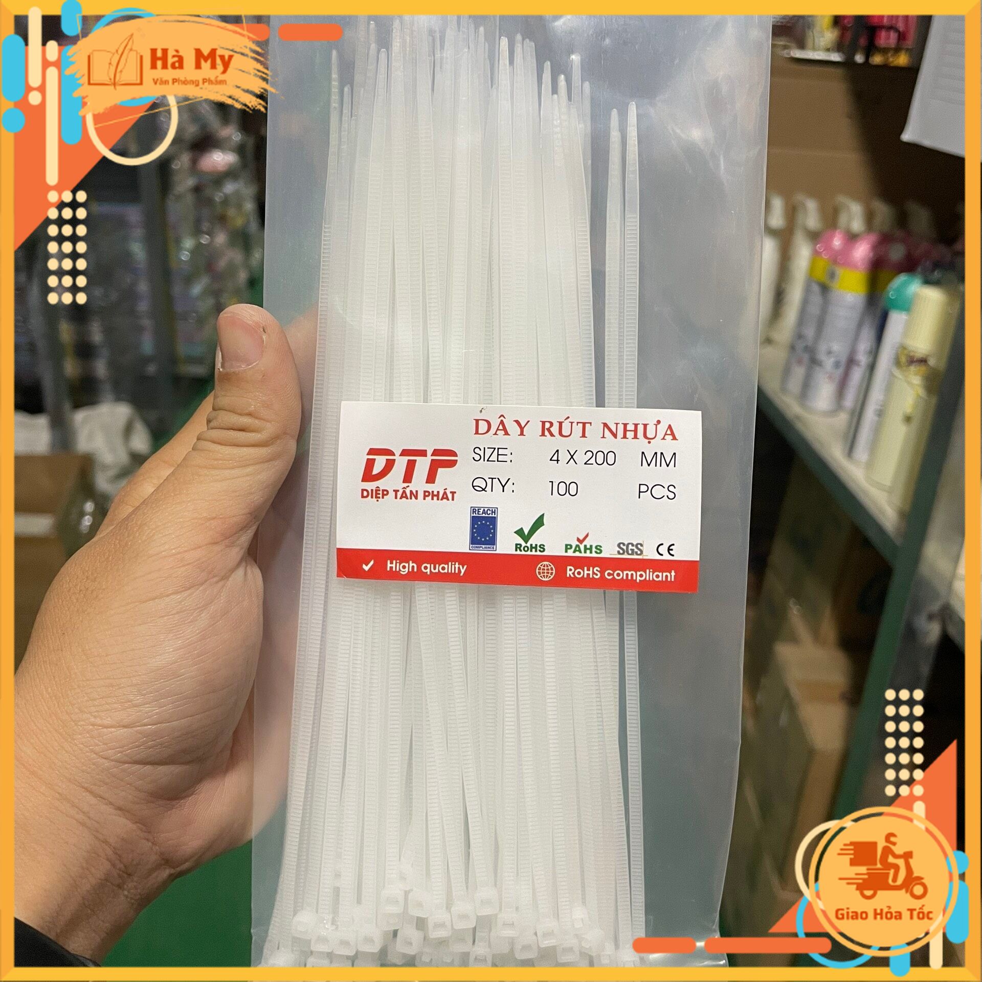 Bịch 100 Sợi Dây rút nhựa 20cm màu trắng