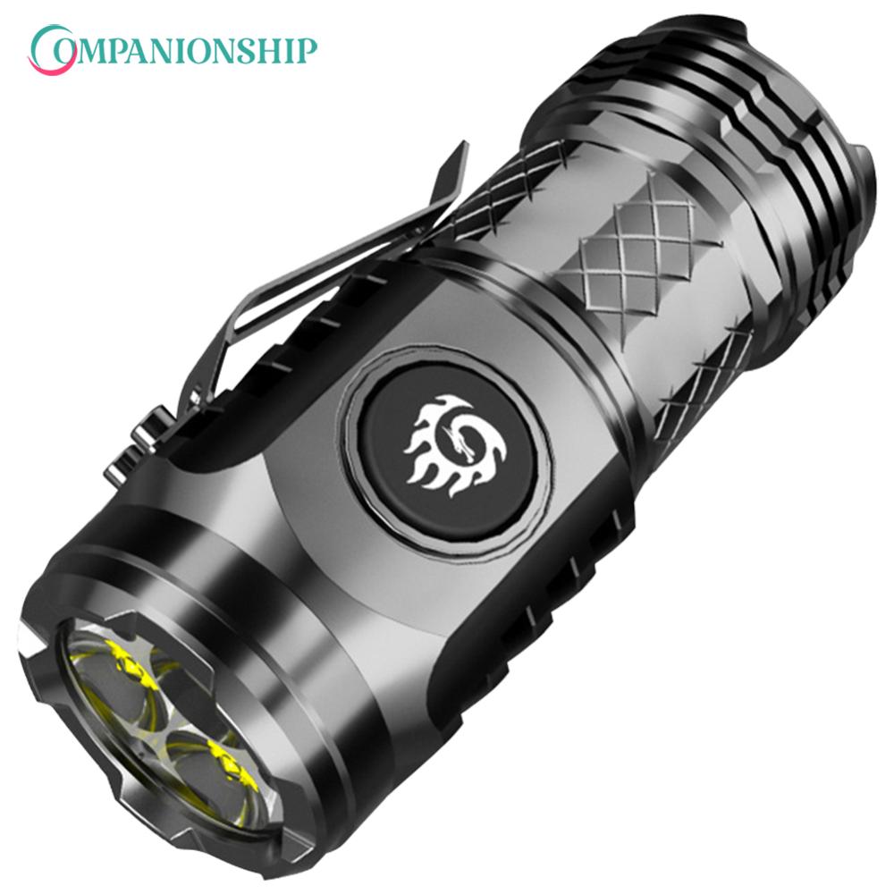 High Power LED Flashlight Torch 20W Compact Powerful Emergency Flashlights Waterproof 18350 Battery for Hiking Exploring