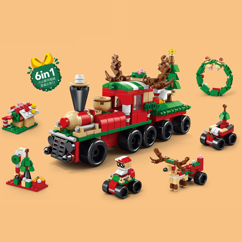 DIY 6 in 1 Christmas Elements Building Blocks Toys Elk and Santa Claus ...