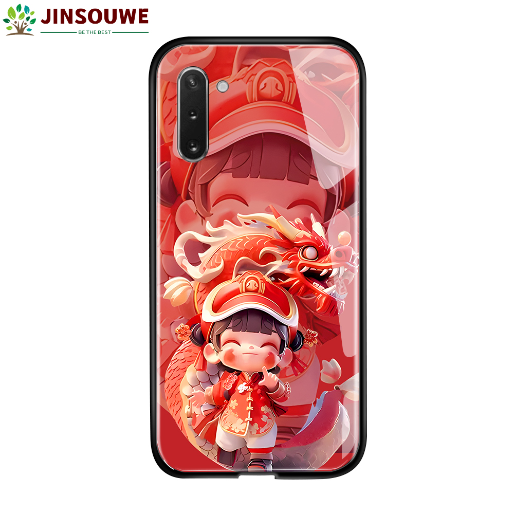 Jinsouwe Casing For Samsung Galaxy Note 10 Note 10 Lite Note 10 Plus Note 20 Note 20 Ultra Note 8 Note 9 Cartoon Dragon Baby Phone Case Shockproof Case Smooth Tempered Glass Protective Case