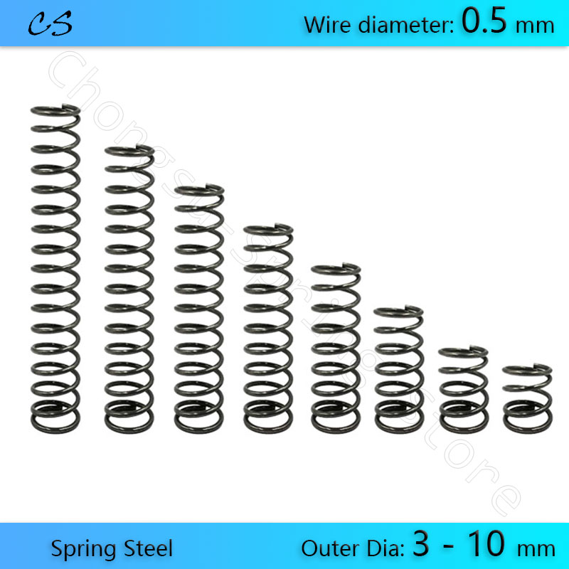Outer Spring Wire 10Pcs 0.5 mm Compression Springs Pressure Spring Wire Dia 0.5 mm Outer ...