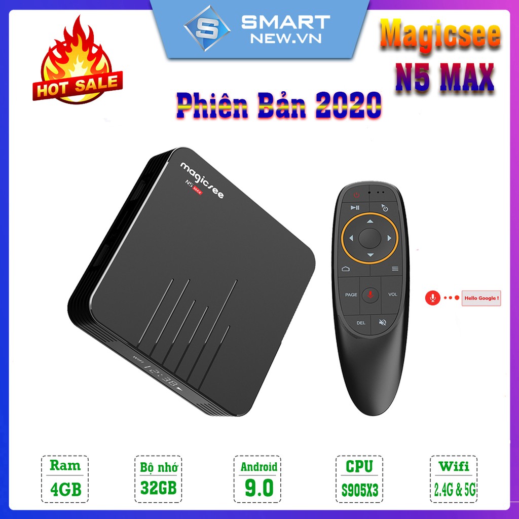 SALE - A138 - Android Tivi Box Magicsee N5 Max - Ram 4GB, Rom 32GB, Android 9.0 - Dual Wifi - New