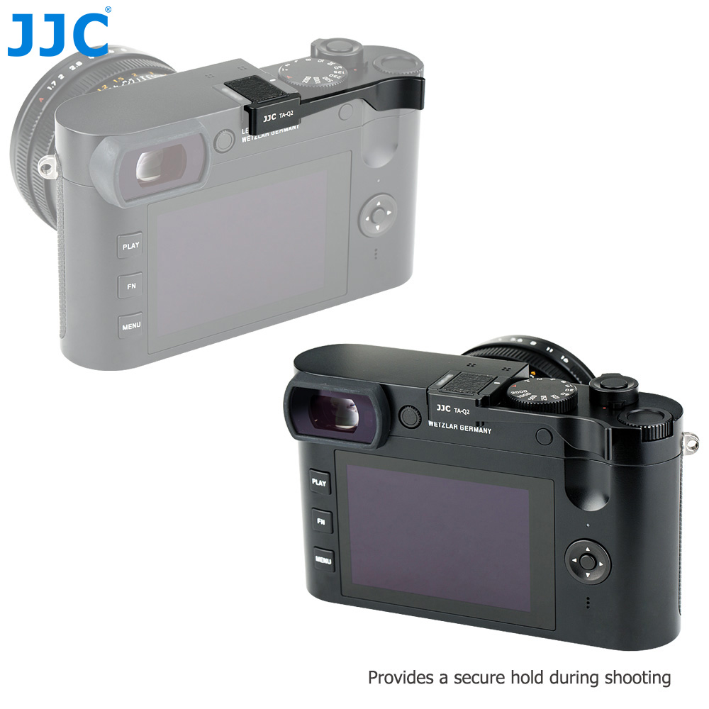 JJC Metal Thumb Grip Holder for Leica Q2 Camera, Secure Handle Bracket with Hot shoe Cover Function
