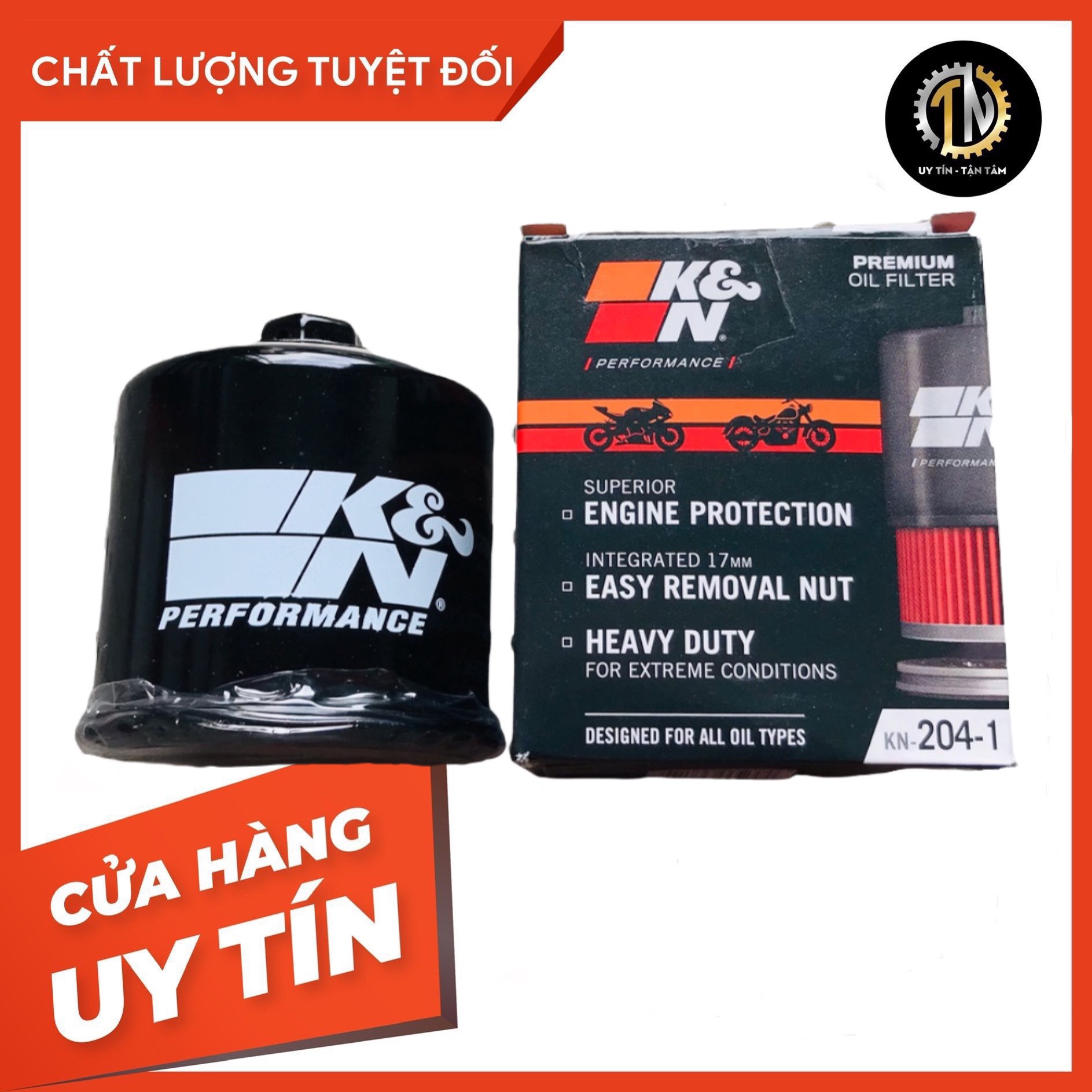 Lọc nhớt KN 204 cho xe phân khối lớn Moto Yamaha, Honda, Triumph, SH300i/ 350i, Rebel 500