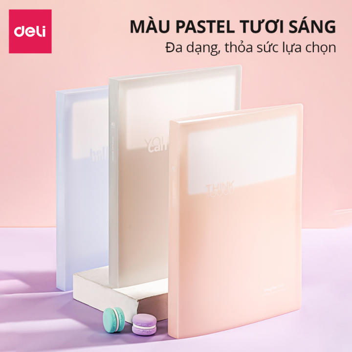 File Tài Liệu File Lá Học Sinh Deli Đa Năng A4 Kẹp Lá Tệp Đựng Tài Liệu Đựng File Siêu Âm 40 60 Trang Màu Pastel - Hình ảnh 6