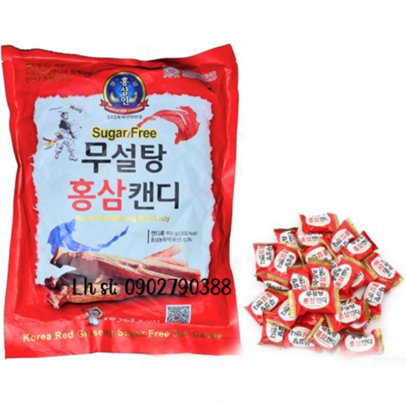 Kẹo hồng sâm không đường 365 hàn quốc 500g chính hãng