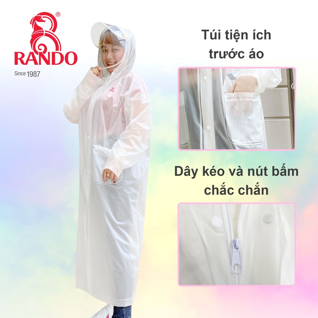 Áo mưa dây kéo Chống giọt bắn RANDo Bắn APPC-11 | PVC Trong Mờ - Bít Sườn Che Kín Toàn Thân