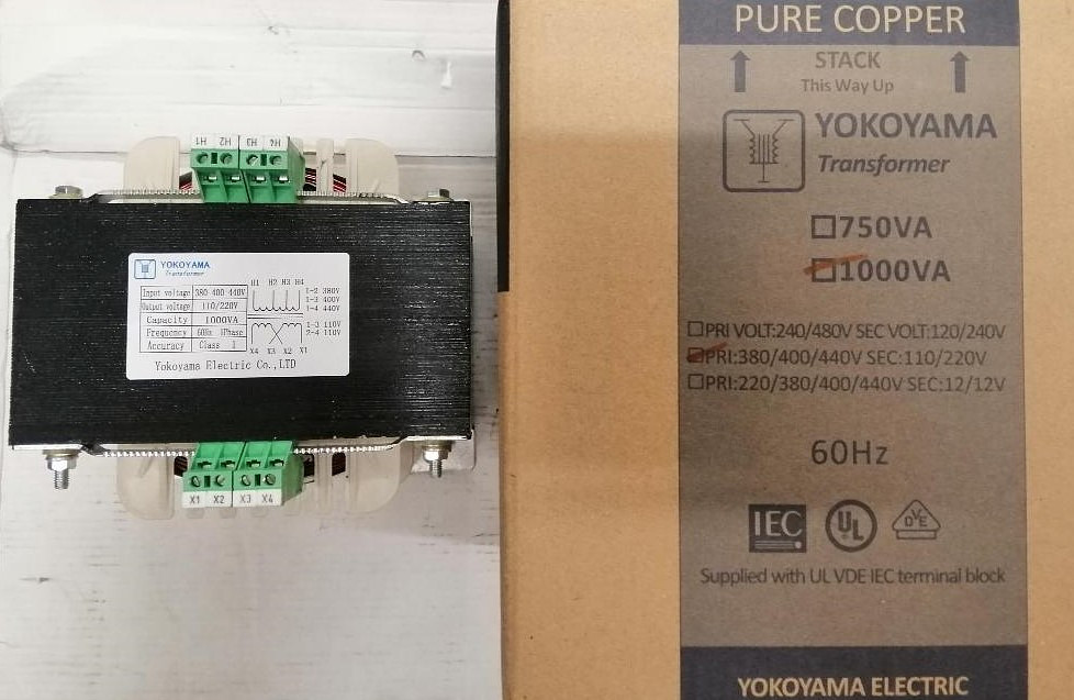 YOKOYAMA SINGLE PHASE CONTROL TRANSFORMER 1000VA P 380/400/440V S110