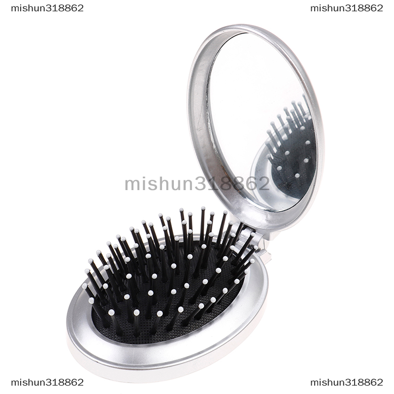 Mishun318862 Lược chải tóc du lịch gấp gọn có gương Quà Tặng Lược nhỏ gọn bỏ túi