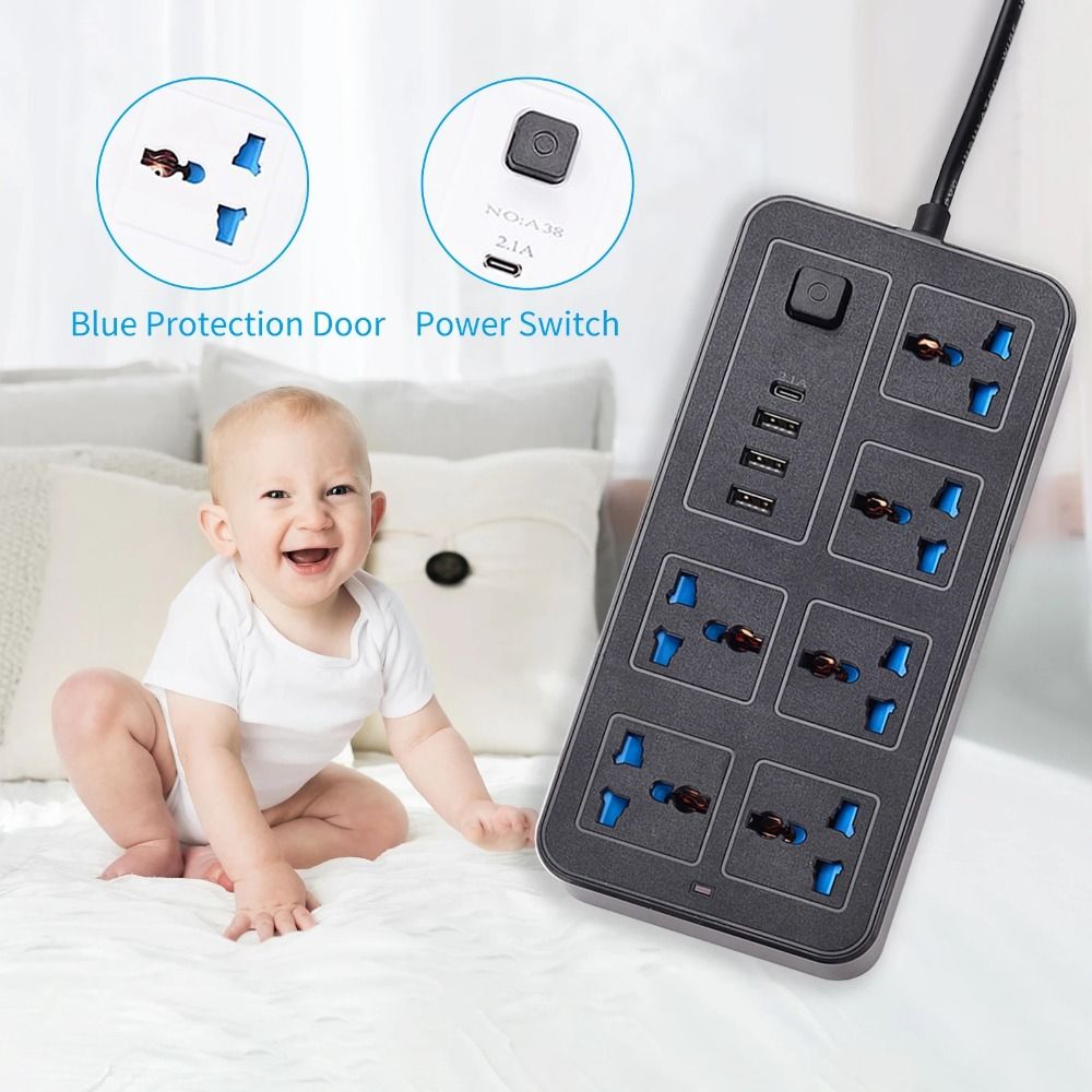 Surge Protector Multiprise Power Multi Tap 2m Extension Cord 6 AC ...