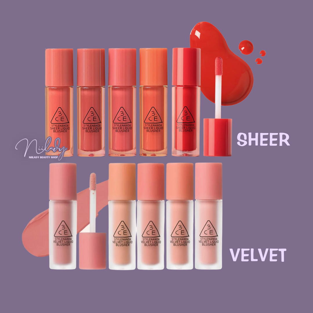 [HCM]Má hồng 3CE Velvet Liquid Blusher / 3CE Sheer Liquid Blusher (dạng kem)